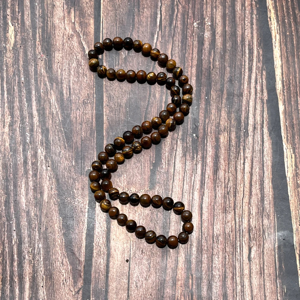 Trendy Men Necklace 6/8mm Black Lava Stone Yellow Tiger Eye Choker Rock Beads Necklace Men Jewelry Handmade Collar Dropshipping