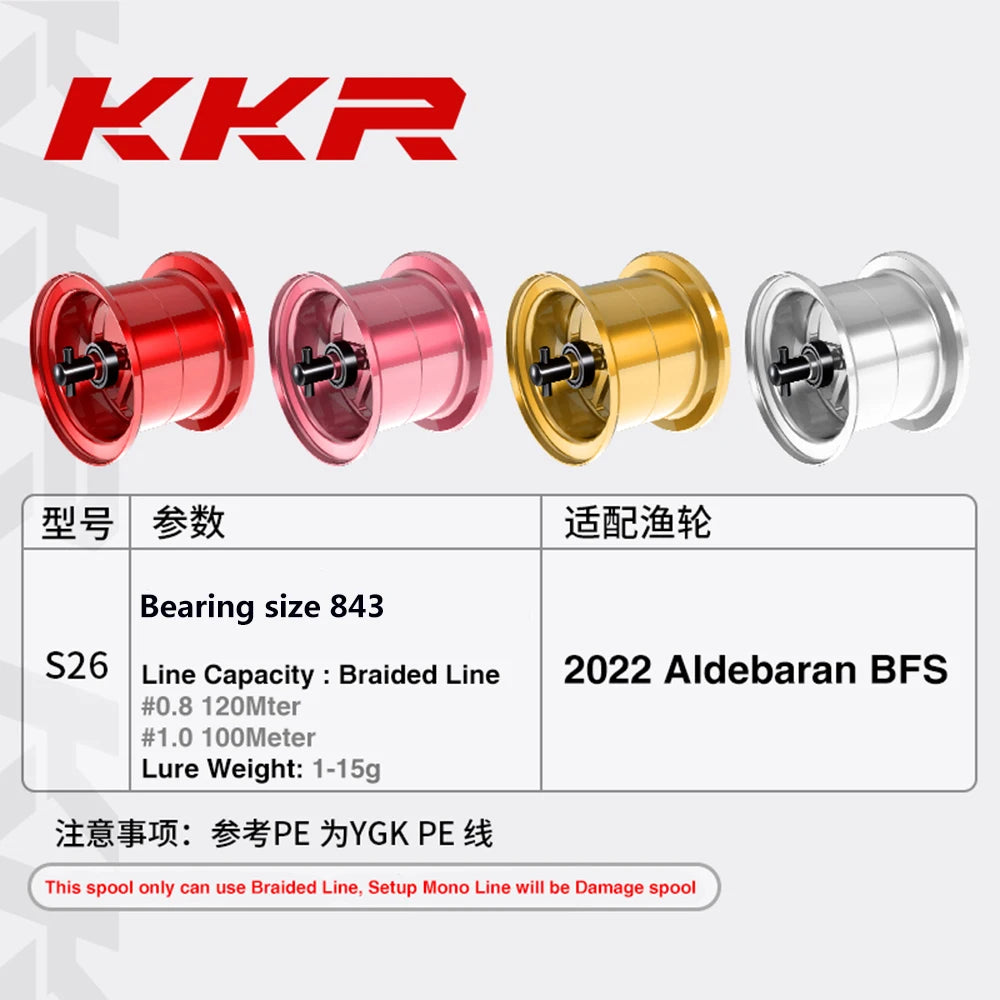 KKR S26 New DIY Ultralight Spool For 2022 ALDEBARAN BFS Baitcasting Reel Bait Finesse Lightweight Shallow Spare Coil