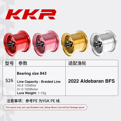 KKR S26 New DIY Ultralight Spool For 2022 ALDEBARAN BFS Baitcasting Reel Bait Finesse Lightweight Shallow Spare Coil