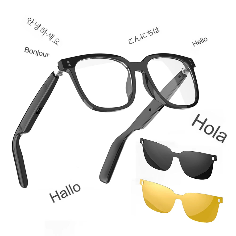 AI Smart Translate Eyeglasses BT 5.4 Call Intelligent Translator Glasses Magnetic Frame Sports Sun Glasses for Men Women