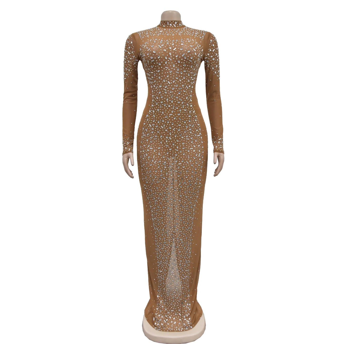 Party Dress Women Floor Length Dresses Vestidos Hot Drilling Evening Bodycon Square Collar Prom High Waist Evening Night 2025