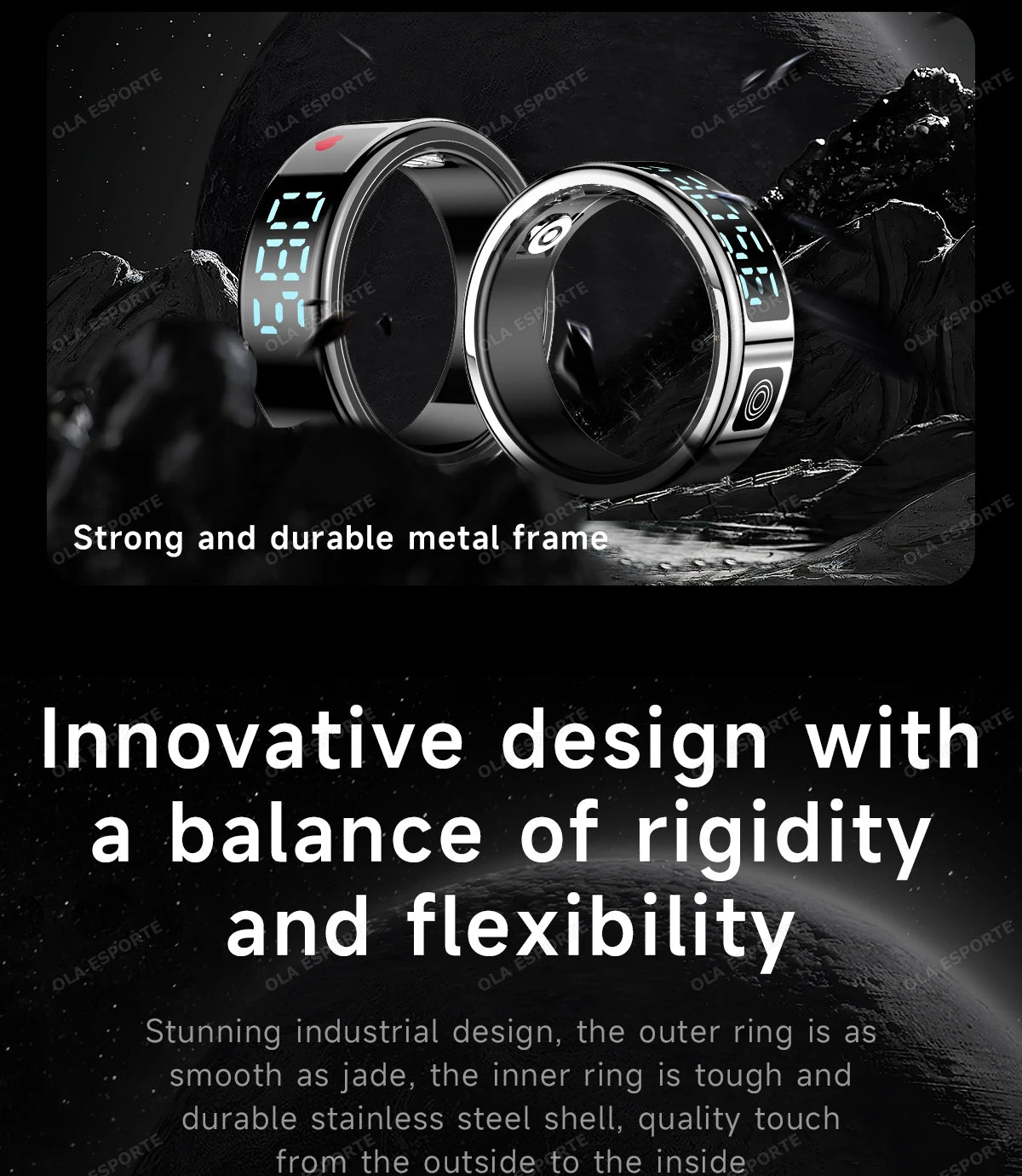 Display Screen Smart Ring Bluetooth Connection Heart Rate Sleep Monitoring Multi-function Ring Multiple Sports Modes Waterproof