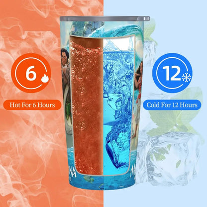 Moana and Pua Cartoon Movie Insulated Tumbler with Straws Stainless Steel Coffee Mugs Double Wall Car Bottle Cups 20oz