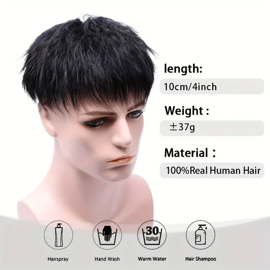 Men's Human Hair Wig Natural Look Baldness Hairpiece For Hair Loss Going Bald Compatible with All Hair Replacement