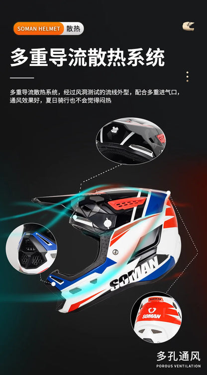 SOMAN CE Certified Off Road Motorcycle Helmet Мотошлем Lightweight Breathable Personalized Adult Motocross Capacete 0.15