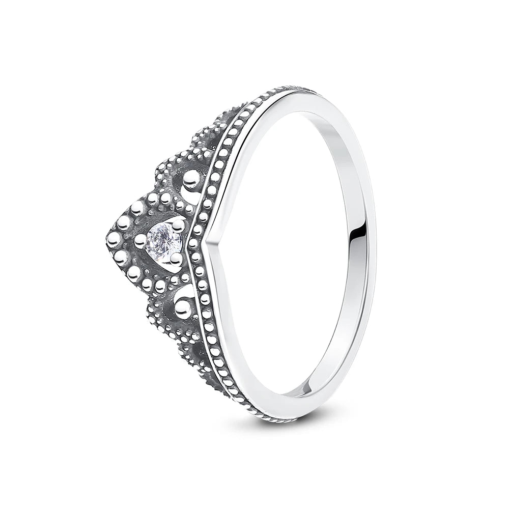 Original 925 Sterling Silver Ring Love Heart Pave CZ Crystal Stackable Rings For Women Wedding Engagement Birthday Gift Jewelry