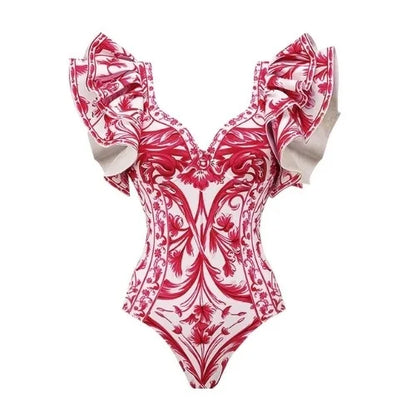 2026 New Sexy Ruffle Bikini Set Printed Brazilian Biquini Women Swimwear Skirt Bathing Suit Girls Summer Beachwear Dress