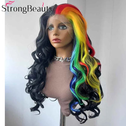 StrongBeauty Long Lace Front Wigs Synthetic Wavy Women Wig Heat Resistant Hair