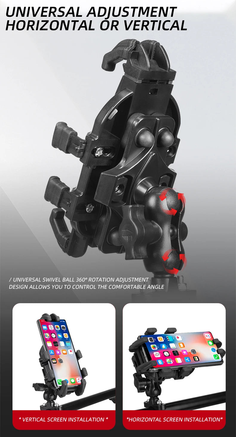 Mobile Phone Holder With Shock Absorber Module Adjustable at Any Angle for Motorcycle Scooter ATV bike Cell Phone Bracket