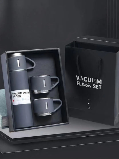 3-Lid Portable Insulated Gift Set - Premium Stainless Steel Cup for Home Outdoor, Leakproof Gift Option