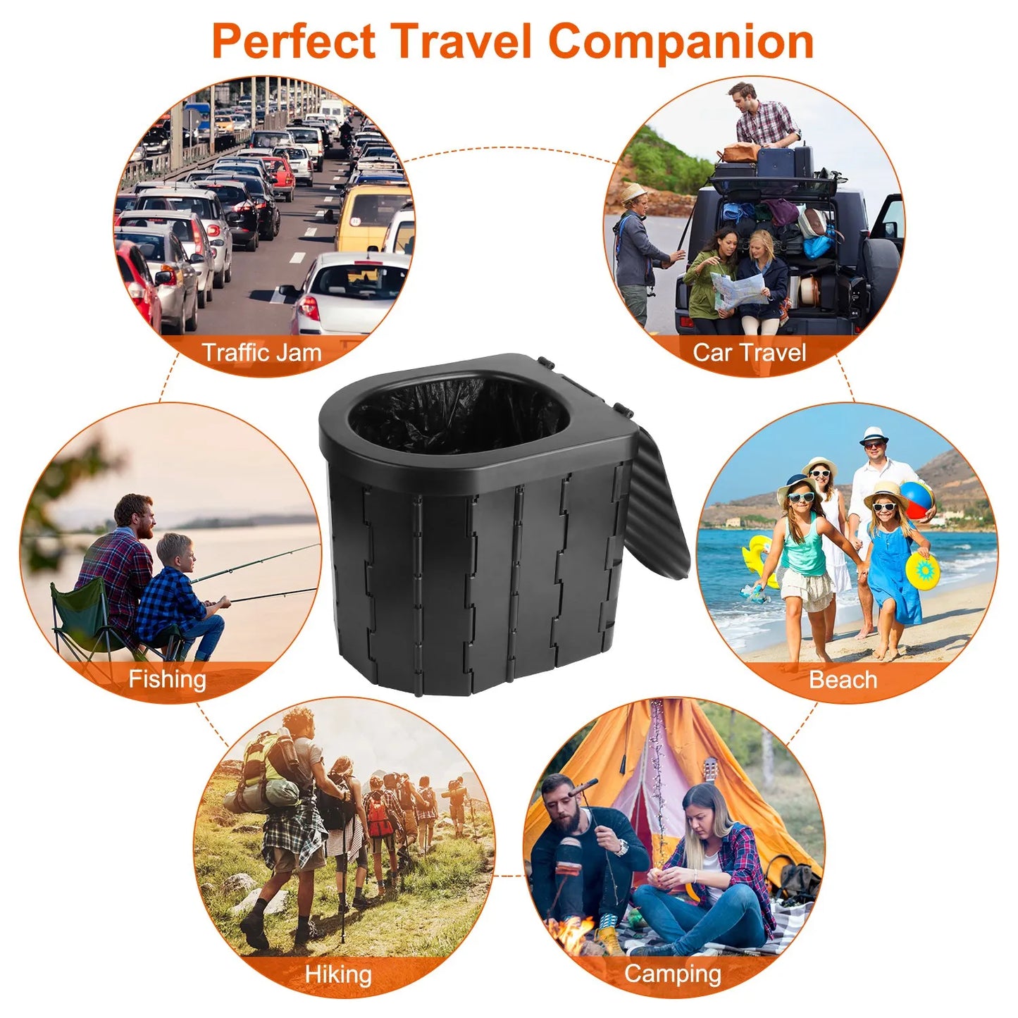 Portable Travel Bucket Toilet Seat Folding Toilet with Lid Camping Toilet Emergency Toilet Car Folding Toilets
