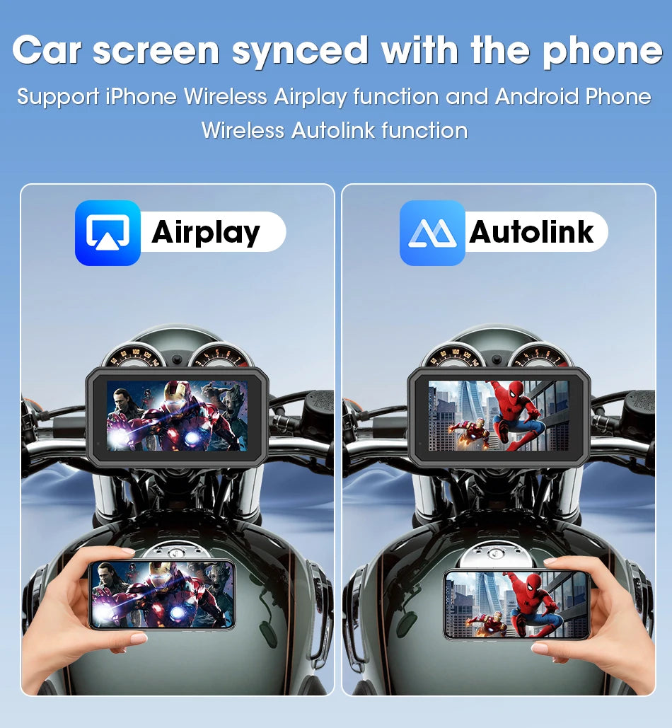 6.25 Inch Portable Quick Disassembly Motorcycle Carplay Android Auto GPS for Moto Navigation IP67 Waterproof IPS Display TPMS