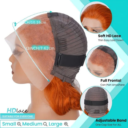 350 Ginger Orange Human Hair Wig Body Wave Pre Plucked With Baby Hair Lace Front Wigs 13x4 Ear To Ear Lace Body Wave Lace Wigs 1