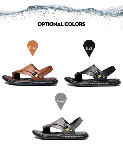 Sandals for Men High Quality Cow Leather Sandals Outdoor Casual Sport Sandals Anti Slip Beach Slippers for Men Summer Slippers