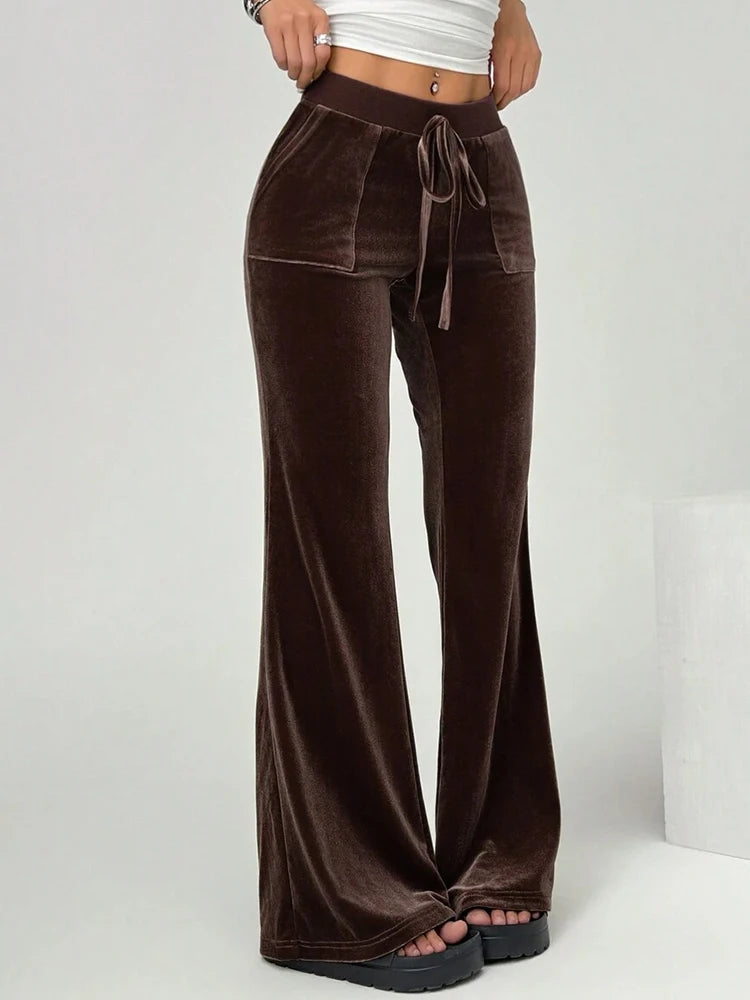 2025 autumn and winter women's micro flared pants slim fit and slimming casual flared pants velvet pants