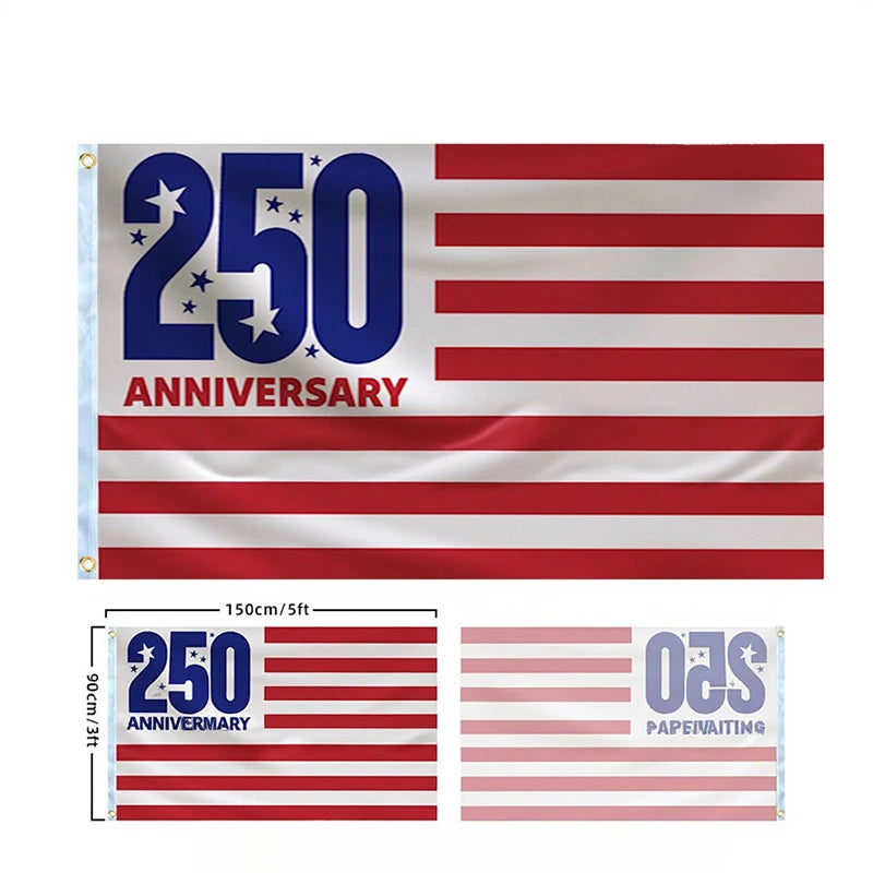 250 Years Commemorative Flag Usa Patriotic Banner Indoor Outdoor Flag Patriotic American 250th Anniversary Flag For Wall90x150CM