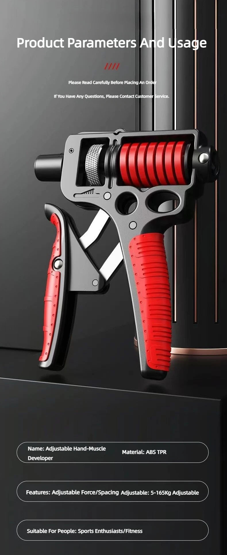 5-165Kg Adjustable Heavy Hand Grip Exercise Strengthener Gripper Finger Expander Arm Wrist Forearm Trainers Fitness Steel Spring