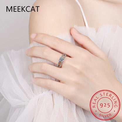 D Color VVS1 Moissanite Double Layer Adjustable Ring for Women Wedding Fine Jewelry 925 Sterling Silver Engagement Rings Gifts