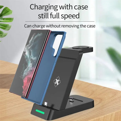 3 in 1 Wireless Charger Stand Fast Charging Station - for iPhone 17-12/X Apple Watch AirPods Samsung Galaxy S25/S23/S22 Charger
