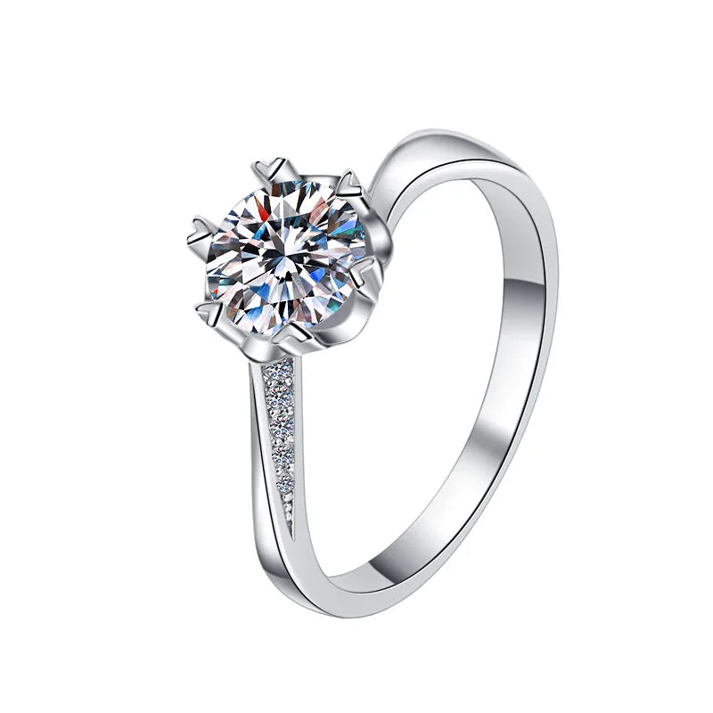 Snowflake Design PT950 Platinum 1CT Moissanite Ring Women's Sparkling Daily Engagement Band