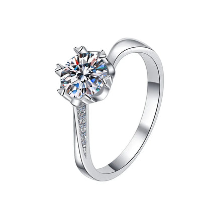 Snowflake Design PT950 Platinum 1CT Moissanite Ring Women's Sparkling Daily Engagement Band