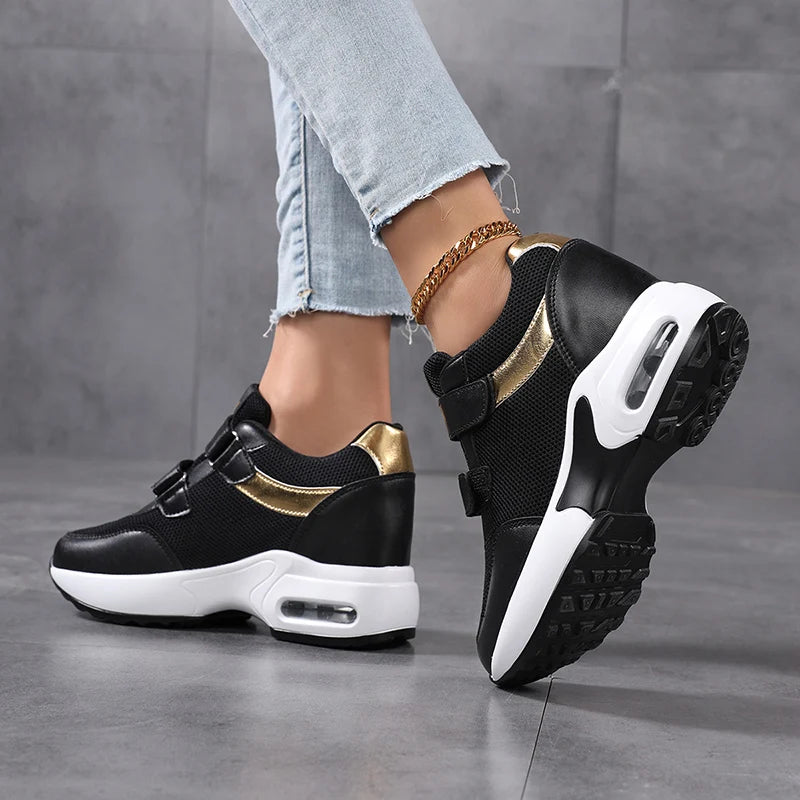 Fashion Women's Platform Shoes Invisible Height-increasing Casual Shoes Ladies Breathable Air-cushion Walking Traveling Shoes