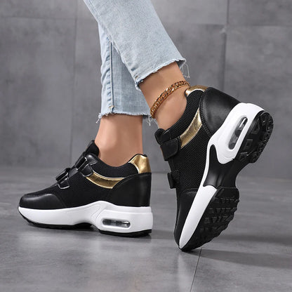 Fashion Women's Platform Shoes Invisible Height-increasing Casual Shoes Ladies Breathable Air-cushion Walking Traveling Shoes