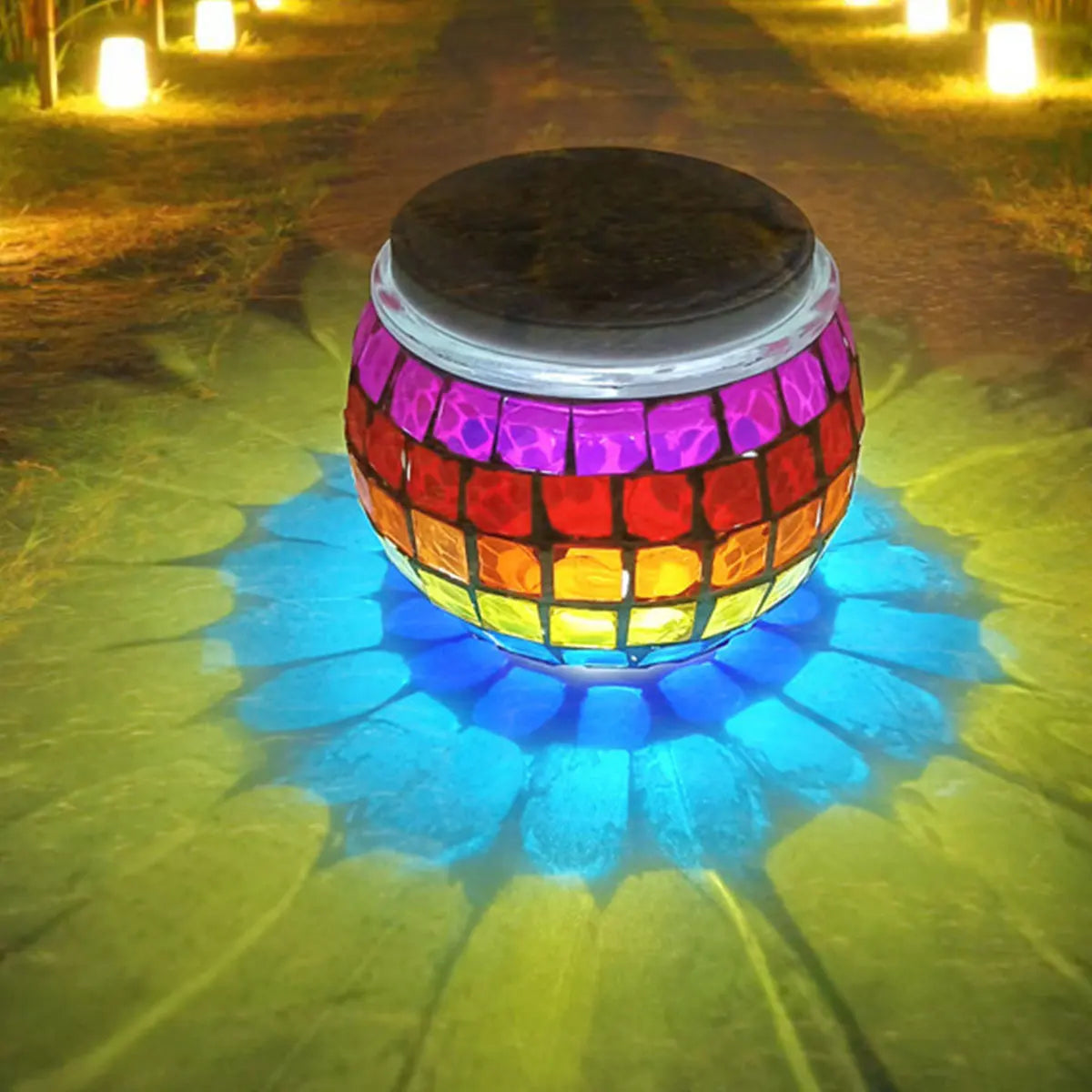 Mosaic LED Solar Hollow Light Lawn Lamp Outdoors Waterproof Outdoor Solar Lawn Light Colorful Changing Yard Balcony Lamps 2023