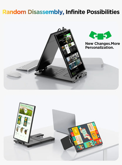 UPERFECT 14" 2K Triple Portable Monitor with 360° Rotation Stand 2240x1400 QHD IPS Laptop Screen Extender for Windows Chrome Mac