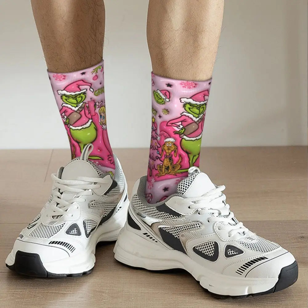 Cartoon Grinchh Xmas Socks Men's Women's Funny Happy Christmas Socks Hip Hop Spring Summer Autumn Winter Socks Gift