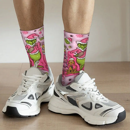 Cartoon Grinchh Xmas Socks Men's Women's Funny Happy Christmas Socks Hip Hop Spring Summer Autumn Winter Socks Gift