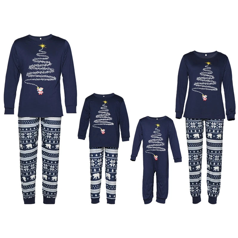 Christmas Family Matching Pajamas Set Firework Print Mom Dad Kids Home Clothes Warm Soft Sleepwear Baby&Dog Romper Pjs Xmas Look