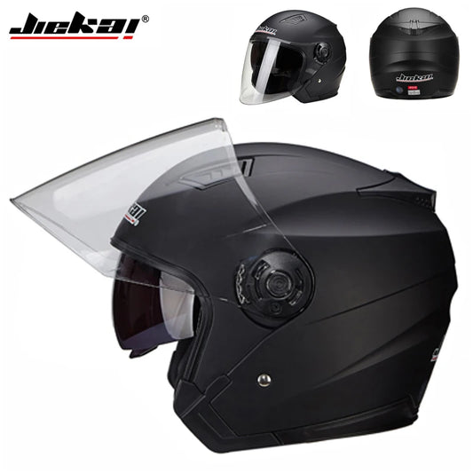 JIEKAI Motorcycle Half Helmet Men Dual Lens Scooter Moto Casco Village Riding Capacete De Moto Motocross Helmets