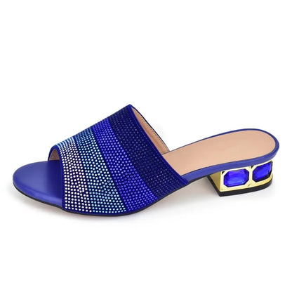 Latest Shoes Women Luxury Rhinestone Crystal Pumps 2024 New Fashion Slippers Sandals Party Low Heels Elegant Italian Women Shoes