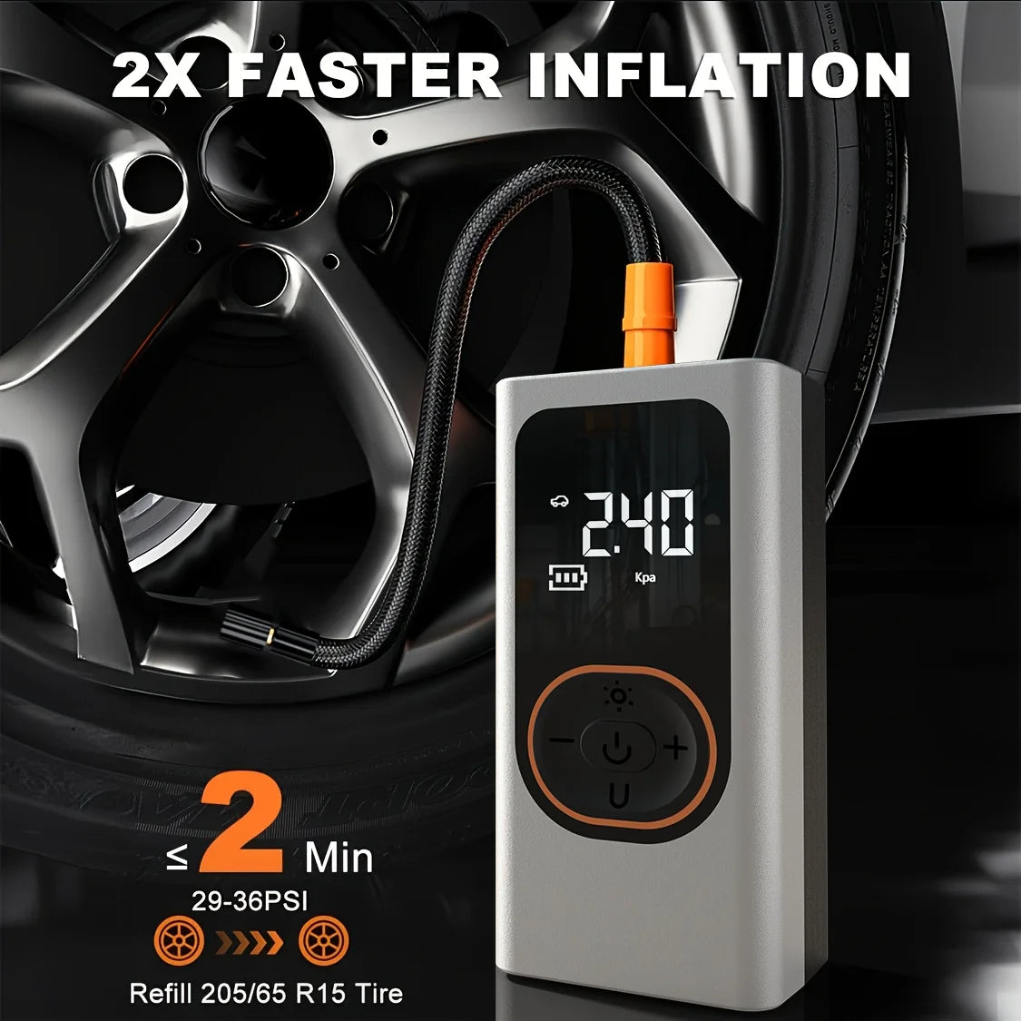 Multifunction Digital Air Pump, Portable Tire Inflator with SOS Light for Car Motorcycle Bicycle Tires, Balls, Boats, Camping