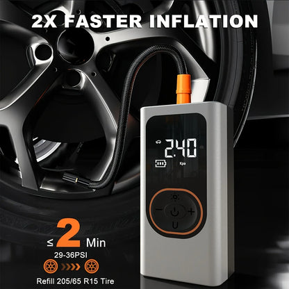 Multifunction Digital Air Pump, Portable Tire Inflator with SOS Light for Car Motorcycle Bicycle Tires, Balls, Boats, Camping