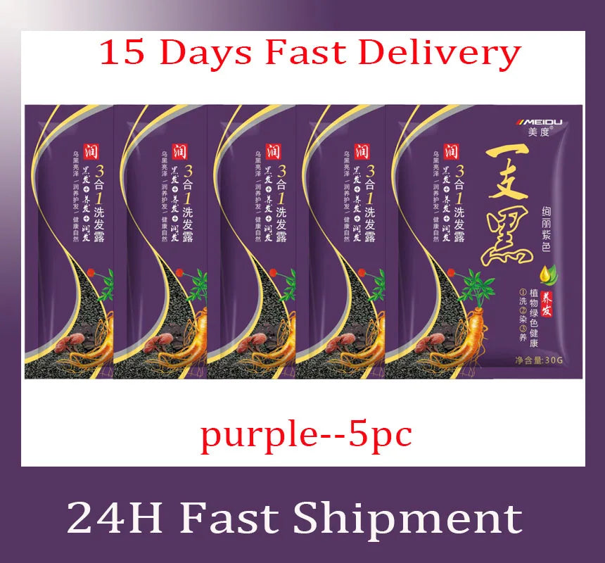 Natural Herbal Hair Dye Shampoo 3 in 1 Hair Color Shampoo Non-irritating Lasting Repair Nourish Gray White Hair Care Women Men