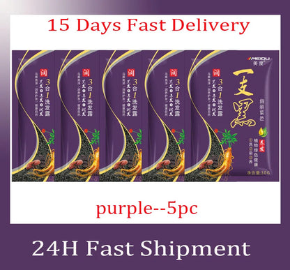 Natural Herbal Hair Dye Shampoo 3 in 1 Hair Color Shampoo Non-irritating Lasting Repair Nourish Gray White Hair Care Women Men