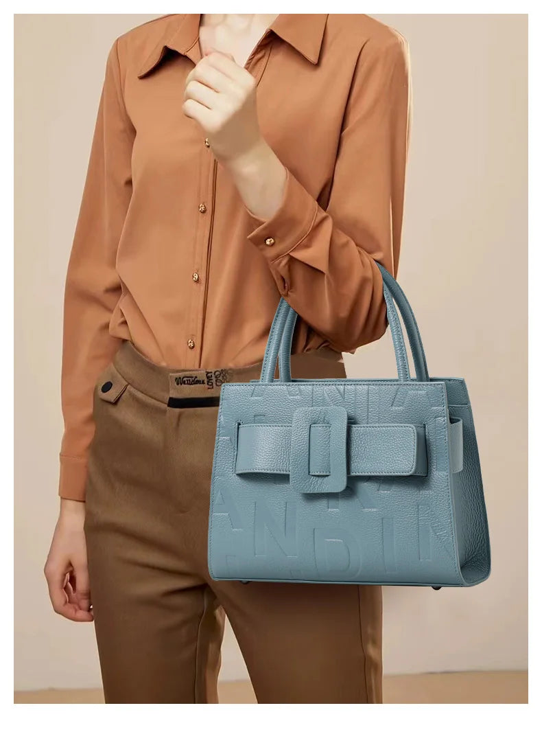 Genuine Leather Letter Bag for Women, Handbag and Crossbody Bag, 2025 New Trendy Women's Bag, Elegant and High-End Motorcycle Bag