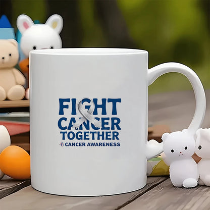 Anti-Cancer Awareness Mug FIGHT CANCER TOGETHER 11oz Kids Cold & Hot Beverage Cup Christmas Gift Family Office Cup
