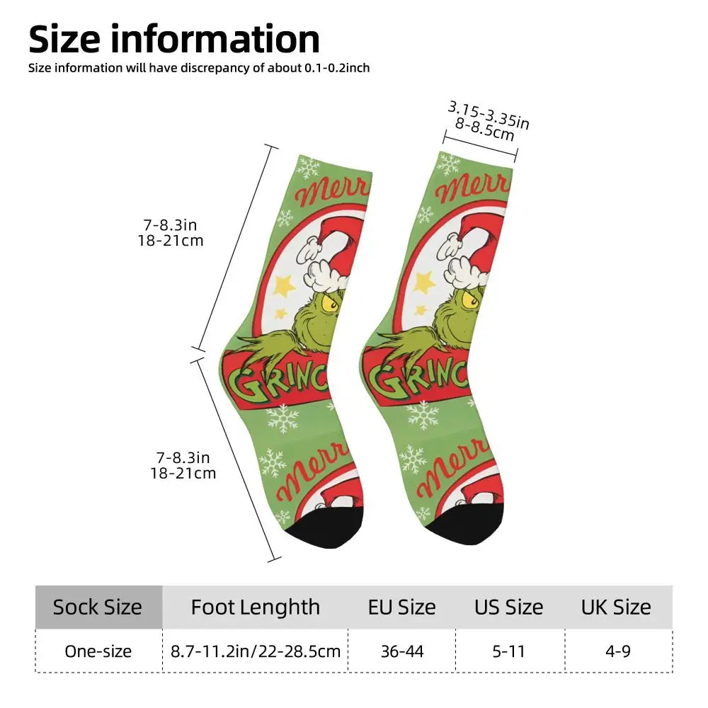 Cartoon Grinchh Xmas Socks Men's Women's Funny Happy Christmas Socks Hip Hop Spring Summer Autumn Winter Socks Gift