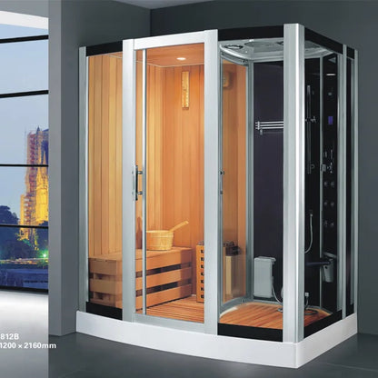 Ceiling light air enclosures wooden steam sauna and shower room bath