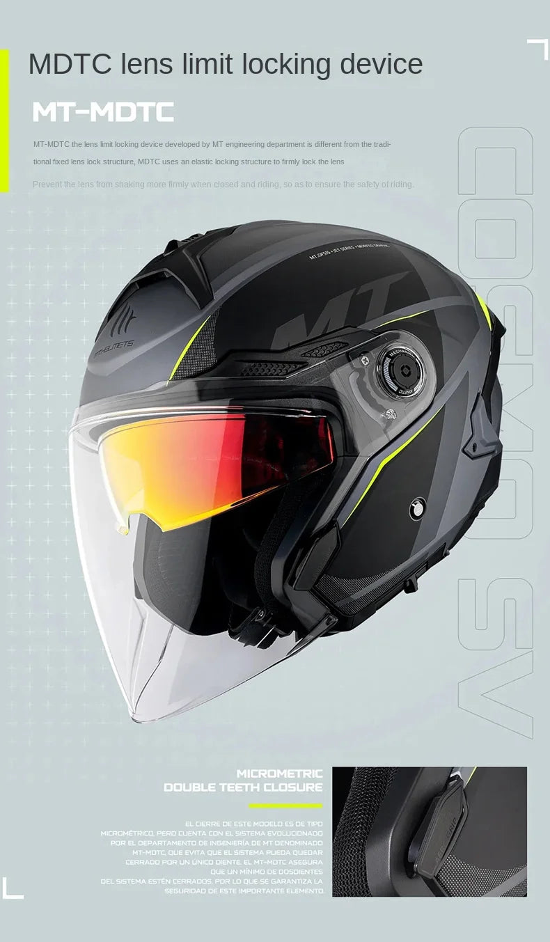 Spain MT Motorcycle Helmet ECE DOT Certification Half Helmet Men Capacete Cascos Para Moto 3/4 Open Face Casco Electric Motobike