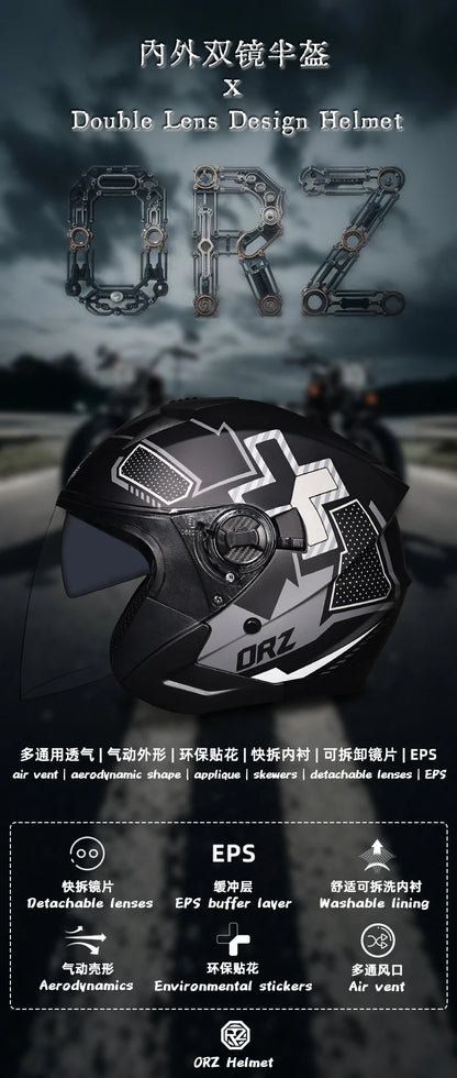 2025 Latest High Quality Motorcycle Helmet Half Covering Dual Lens Cascos para Motos Male Female Couple Capacetes de Moto