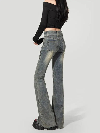 Retro High-waisted Flared Jeans Women's 2025 Summer Thin New Slim-fit Pants