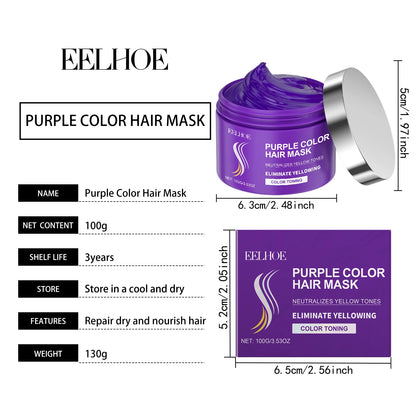 Keratin Purple Hair Mask 100g Repair Treatment for Gray & Yellowing Hair, Anti-Brass Toning Mask for Blonde & Bleached Hair