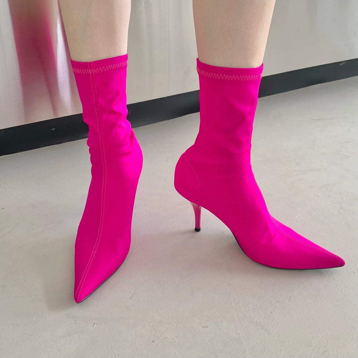 Eilyken New Spring Autumn Stretch Fabric Women Ankle Boots Sexy Pointed Toe High Heels Fashion Female Socks Pumps Shoes