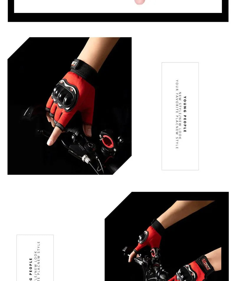 Men Half Finger Gloves Slip Rresistant Wear-resistant Racing Off-road Shatterproof Breathable Motorcycle Bicycle Tactical Glove
