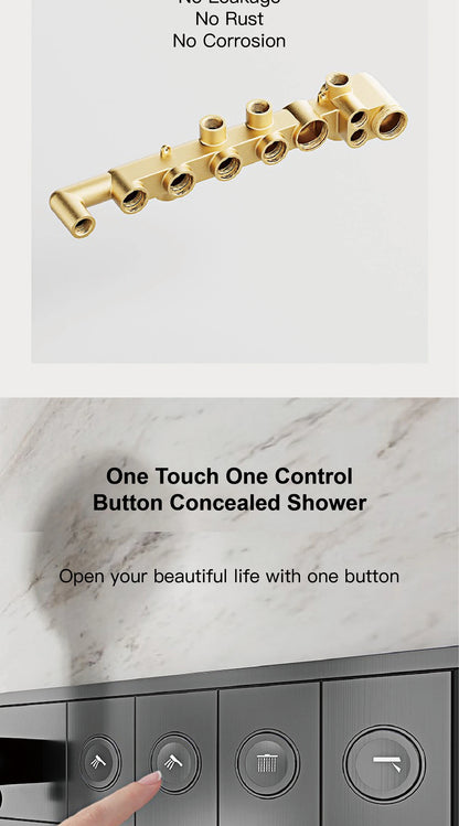 Ceiling Mounted LED Digital Display Thermostatic Shower System.Embedded waterfall style brass bathroom mixer for hot&cold water