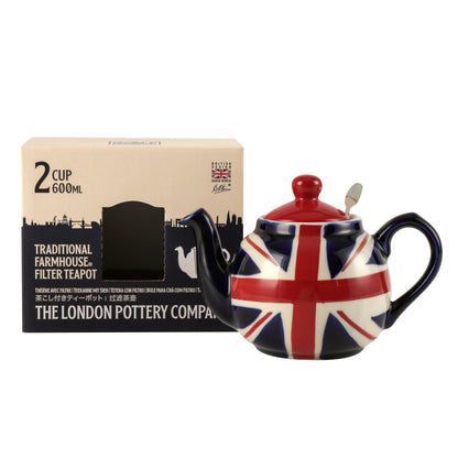 London Pottery Hand-painted flag Series 2 Cup Teapot British 600ml Ceramic Teapot with Stainless Infuser for Loose Tea Tea Set